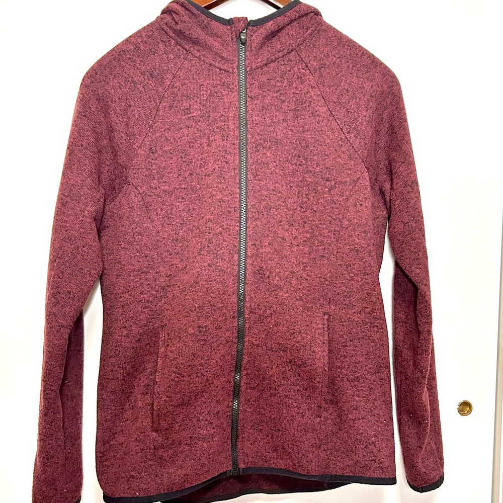 Tek Gear size L Heathered Maroon Zip-Up Hoodie with pockets medium weight